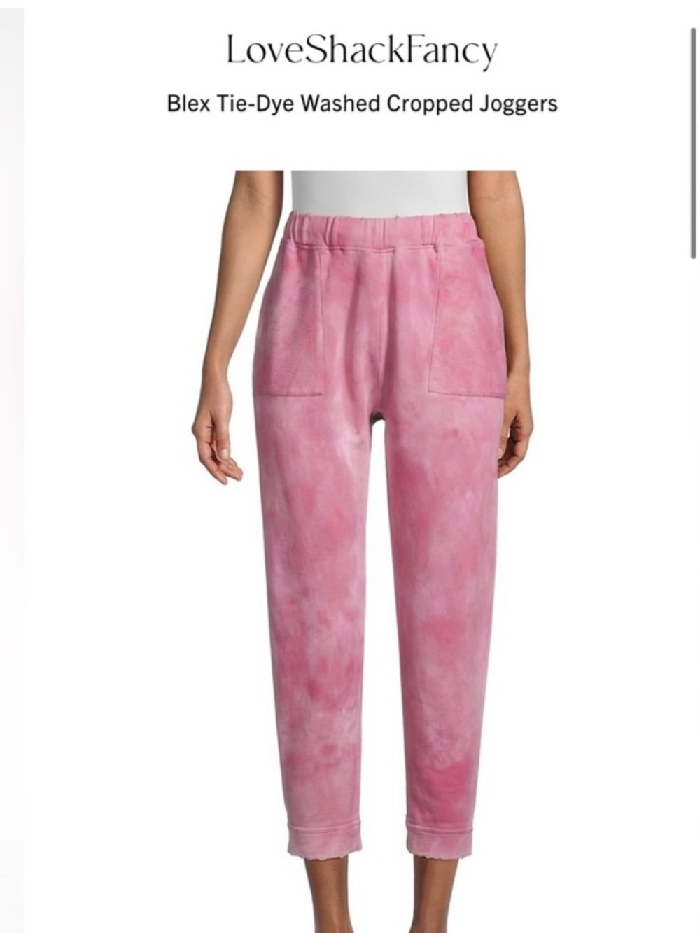 LoveShackFancy Blex Pink Tie-Dye Cropped Joggers